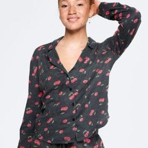 🍒PINK🍒 Cherry Print Button Down Sleep Top